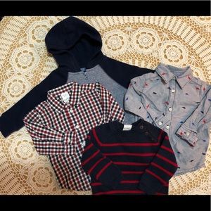 Boy’s Size 12 Months Lot Of 4 Sweaters And Shirts